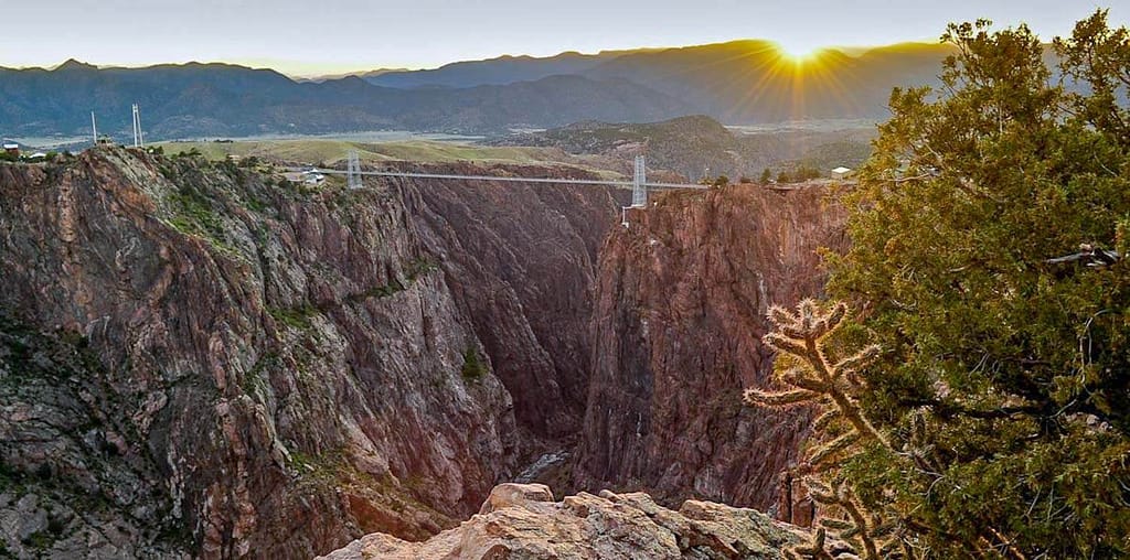 sunset from overlook of Royal Gorge Bridge