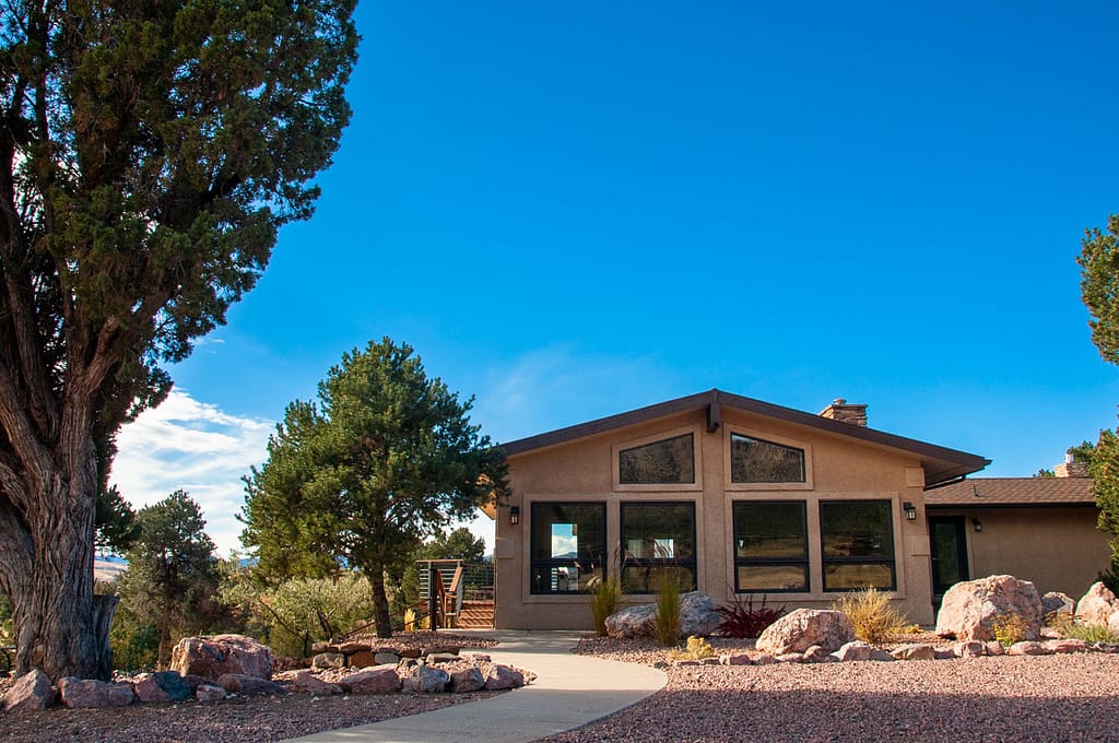 Pinon House situated in pinon & juniper trees