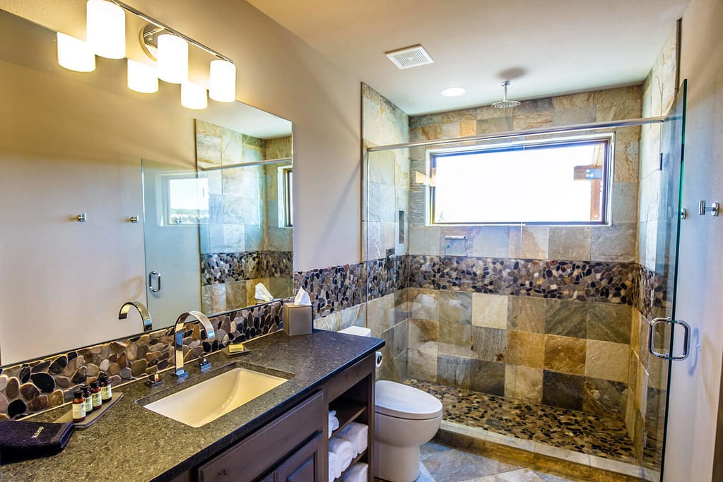 Modern bathroom at Royal Gorge Cabins