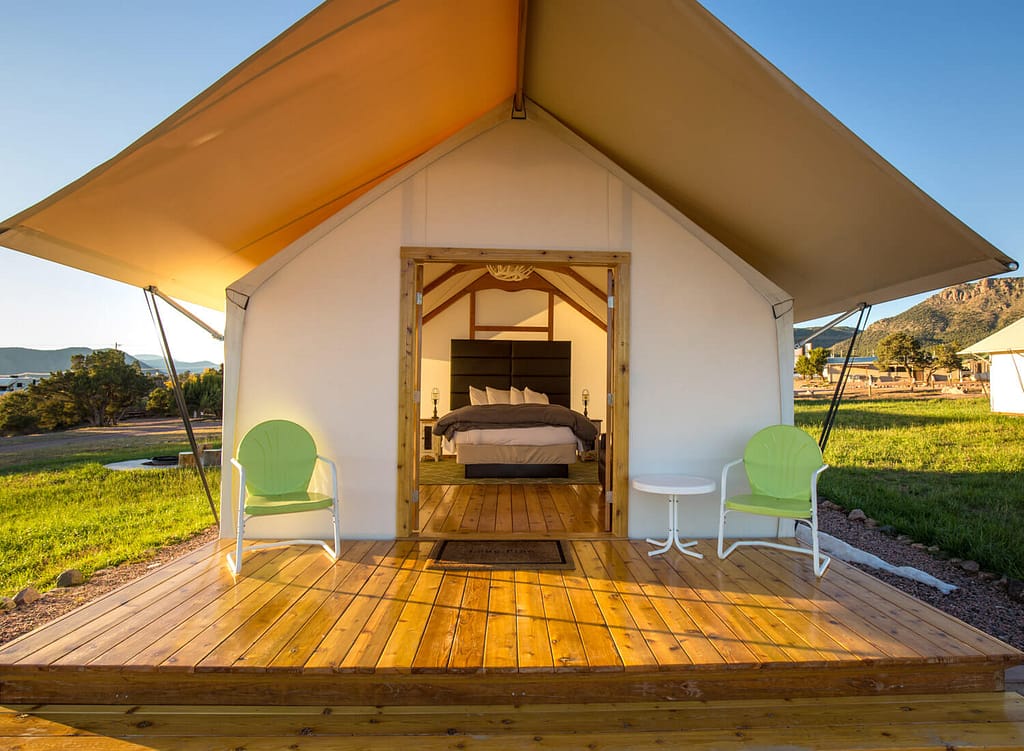 Single Queen Glamping Tents on furniture-grade redwood decks