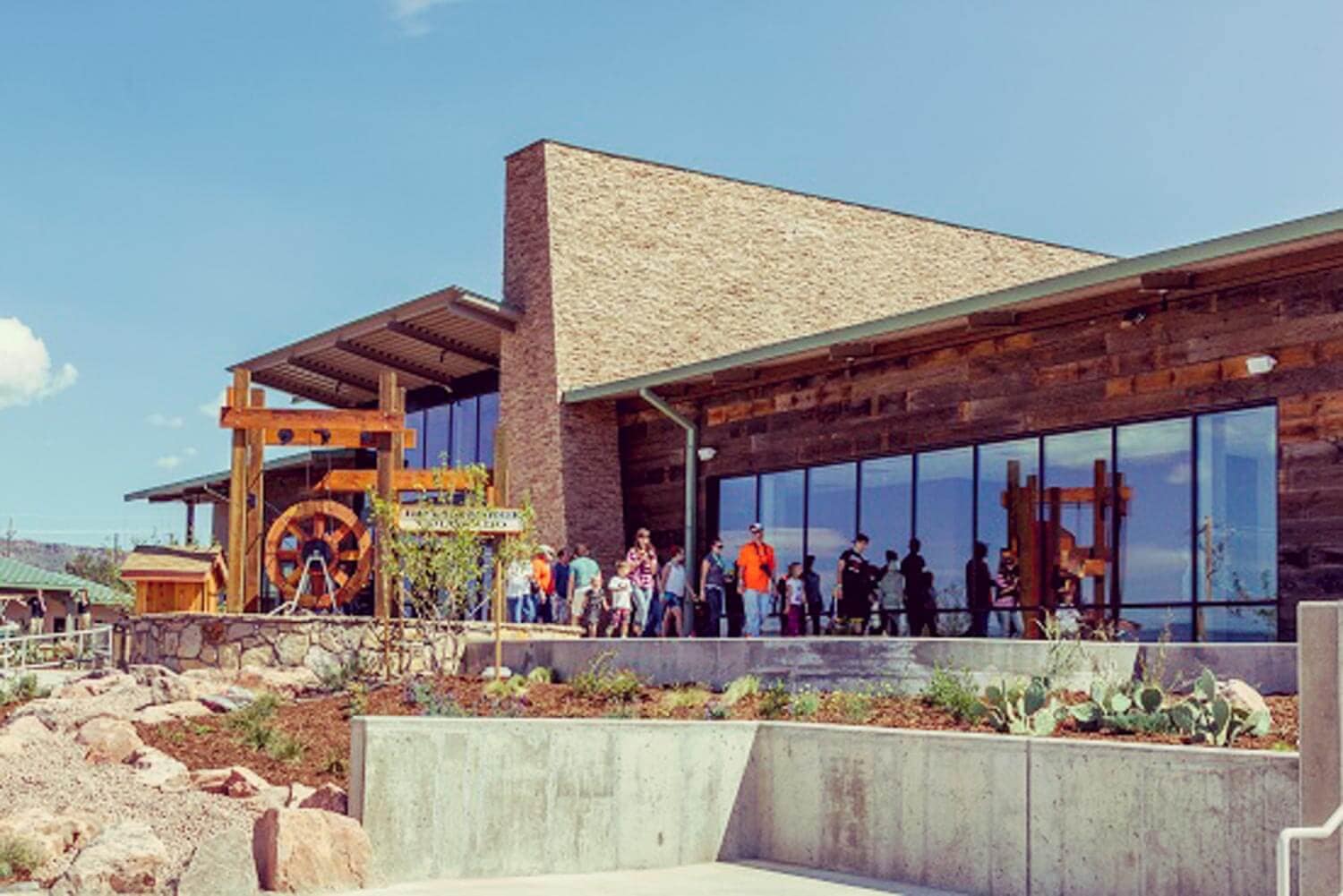 Water clock and visitors' center at Royal Gorge Bridge and Park