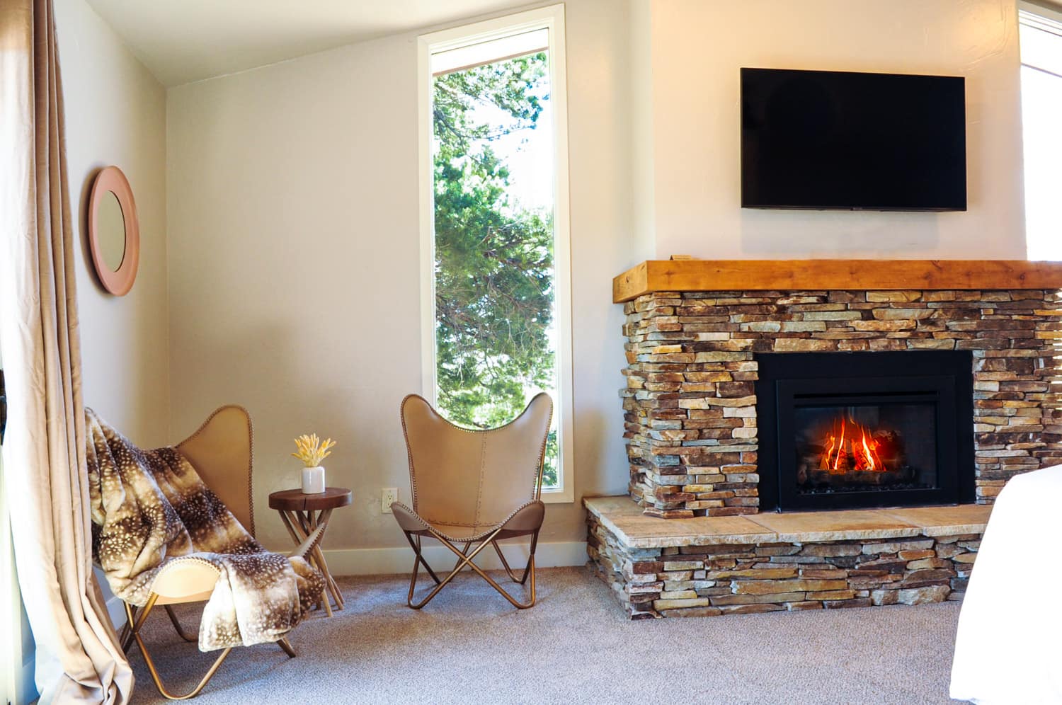 Pinon House master bedroom gas fireplace