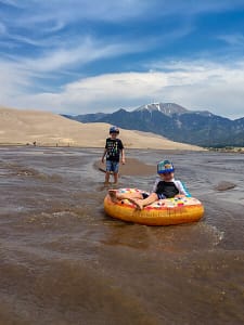 floating Medano creek at Great Sand Dunes