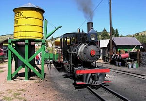Cripple Creek steam train at depot