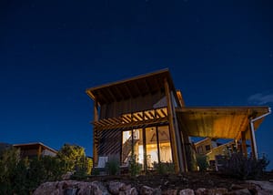 Double king cabin in evening light