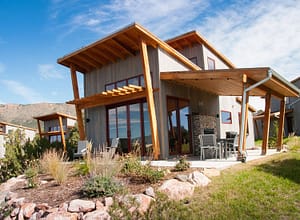 Double King Cabin and drought tolerant plantings at Royal Gorge Cabins