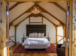 Glamping Tent interior through doors