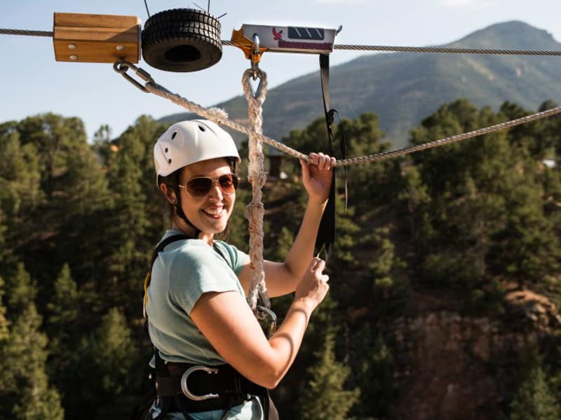 woman preparing to zipline