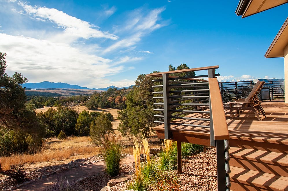 southern mountain vistas from expansive porch