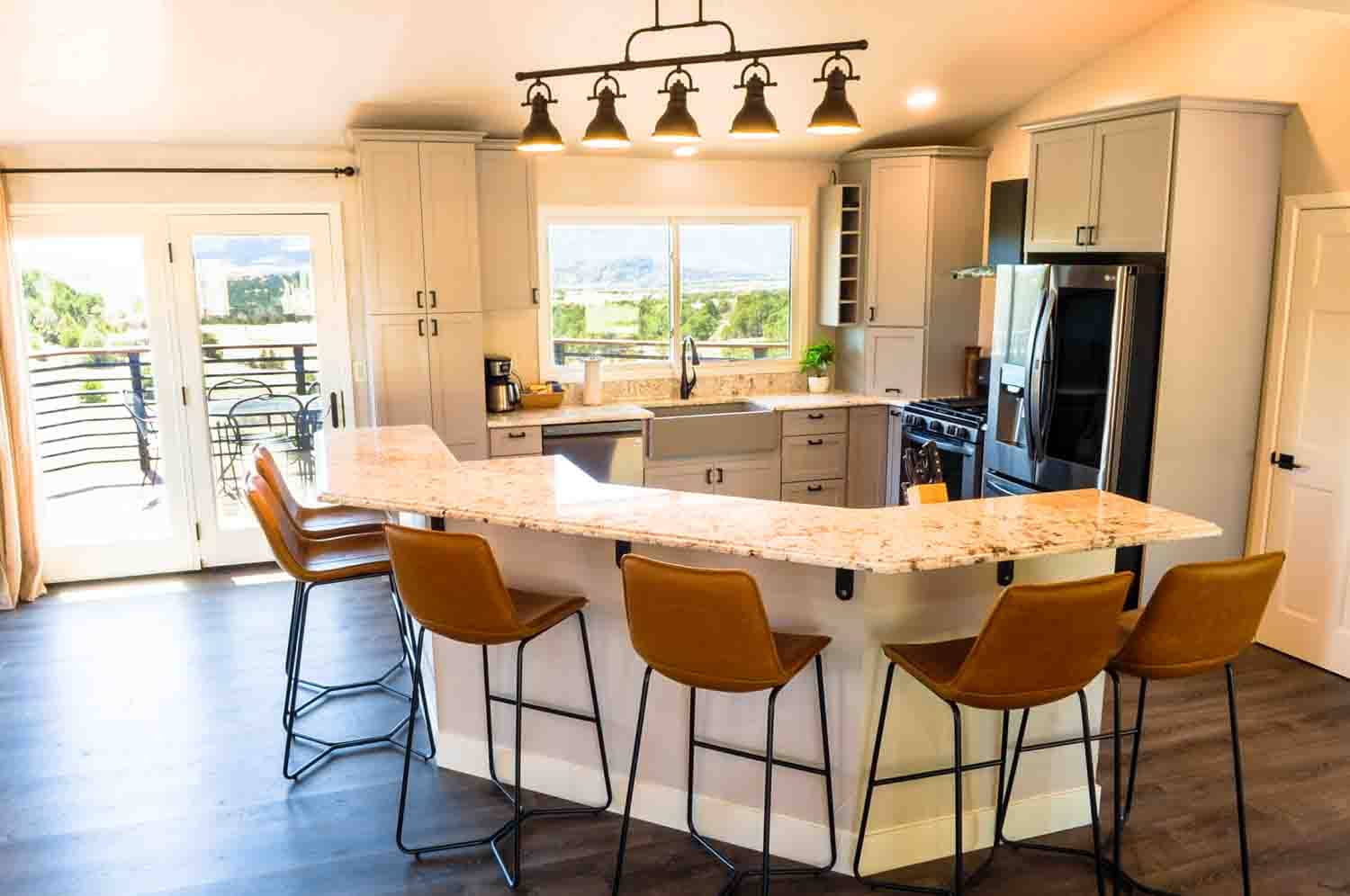 Pinon House bar seating in kitchen