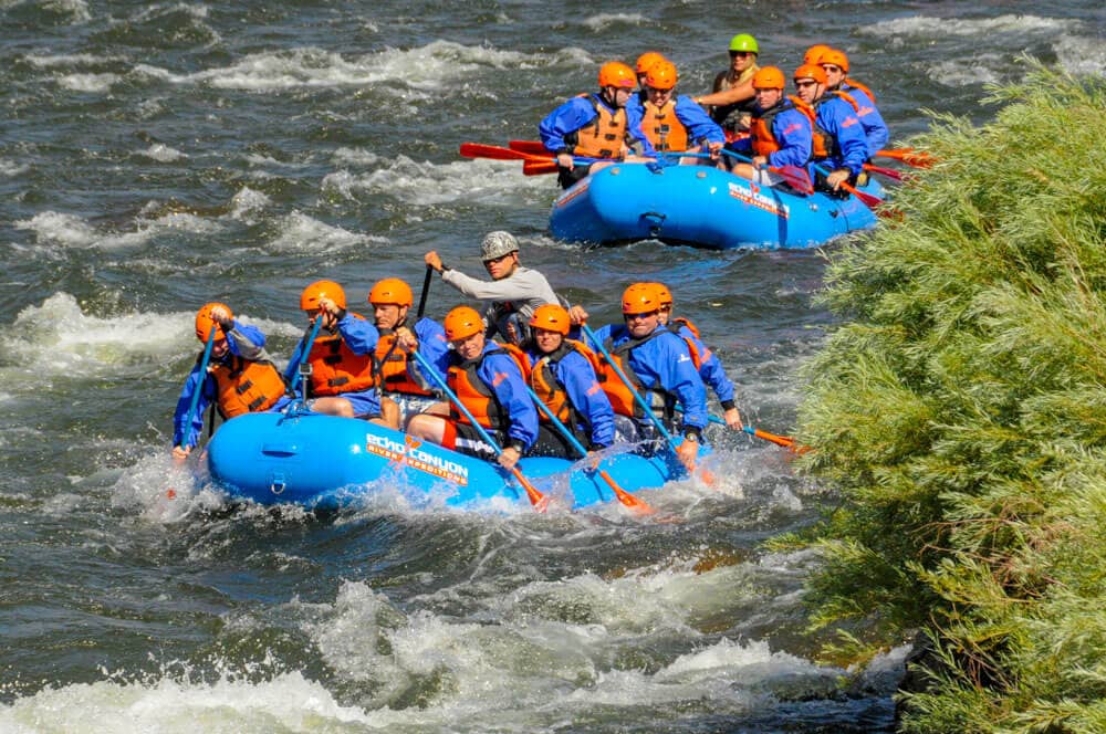 paddle crew prepares to enter the first rapid of the day