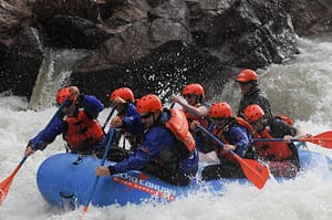 Rafting through a rain storm