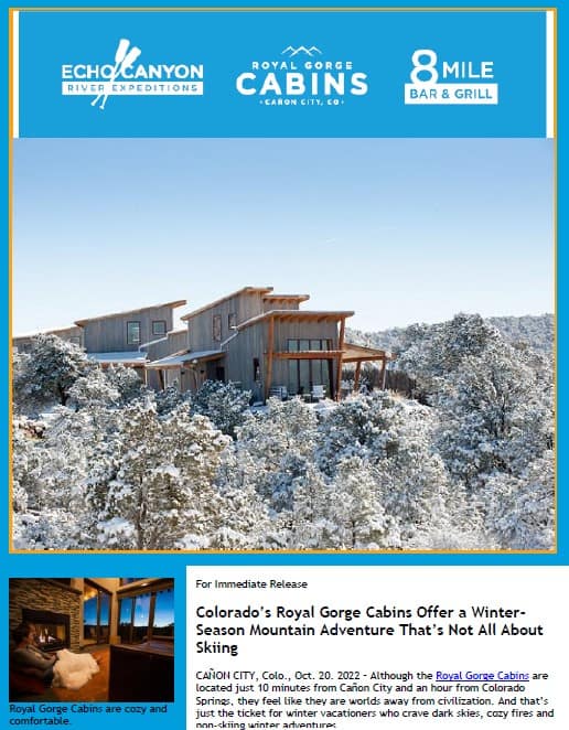 Image of Press Release - Cabins in snowy landscape