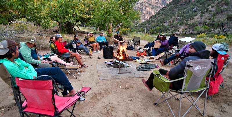 Camping in Gates of Lodore on the Green River - an end-of-season company trip
