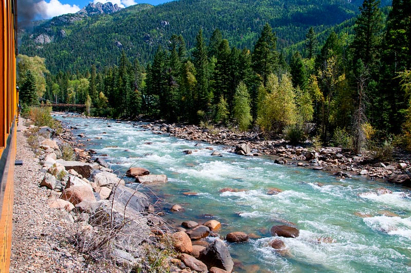 View of Dolores River from railroad car