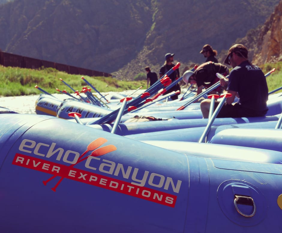 Echo Canyon raft guides prepare for family raft trip