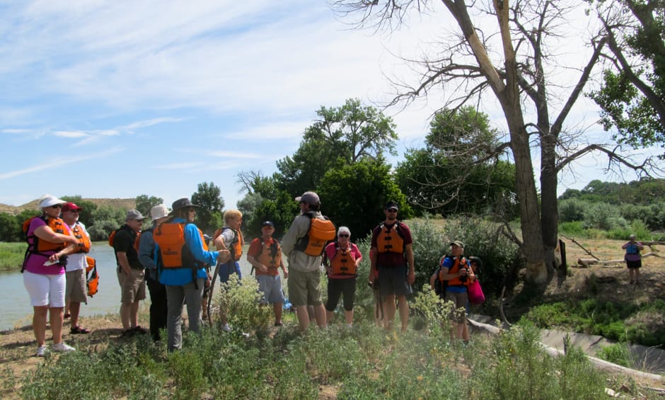 Interpretive stop during raft trip with Echo Canyon River Expeditions