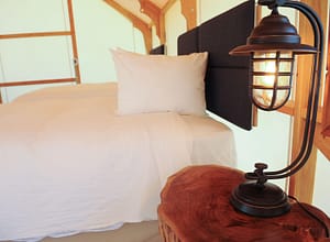 cozy furnishings in glamping tents