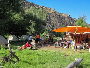 multi-day raft trip camp site